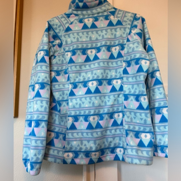 Columbia Women’s Light Blue Geometric Zip Up Fleece - Picture 3 of 3